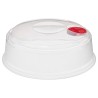 Tapa transparente para horno de microondas, ideal para cubrir los alimentos y evitar salpicaduras. su diseño ligero y resistente
