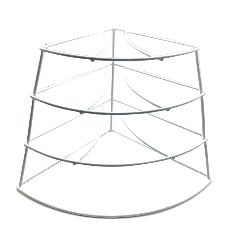 Este práctico soporte para platos de esquina de tres niveles es el complemento ideal para la cocina o la despensa. Su diseño com