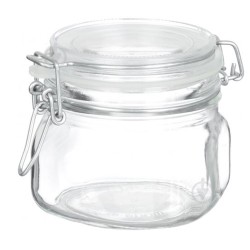 Contenedor hermético de vidrio de 0.5 lt. Ideal para que su contenido se mantenga fuera de la humedad y de grasas gracias a cerr