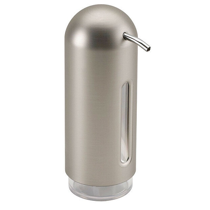 Este dosificador de jabón de 355 ml es ideal para cocinas. Cuenta con una ventana vertical delgada que permite ver el nivel de l