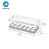 Este contenedor organizador almacena hasta 18 huevos en el refrigerador y su diseño apilable maximiza el espacio de almacenamien