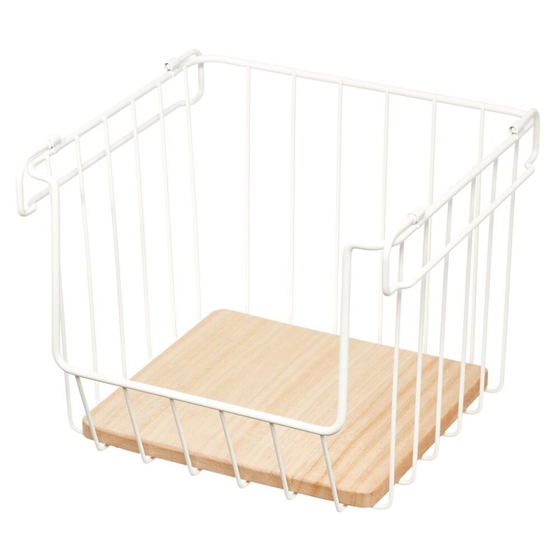 Este organizador de alambre con base de madera de acacia es la combinación perfecta de funcionalidad y estilo. Su diseño con un 