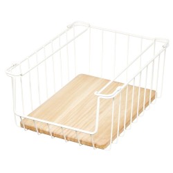 Este organizador de alambre con base de madera de acacia es la combinación perfecta de funcionalidad y estilo. Su diseño con un 