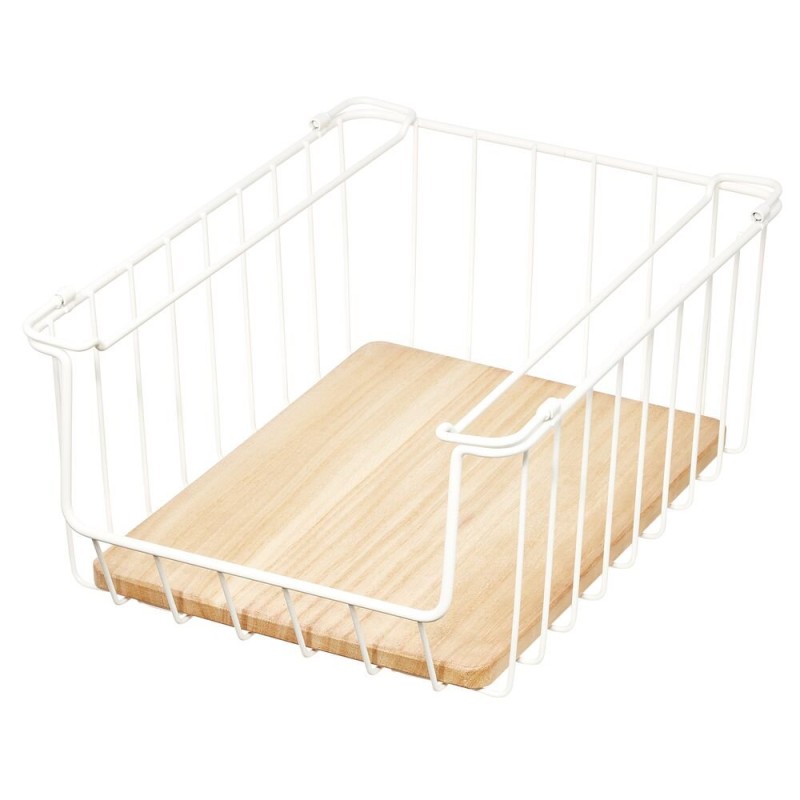 Este organizador de alambre con base de madera de acacia es la combinación perfecta de funcionalidad y estilo. Su diseño con un 