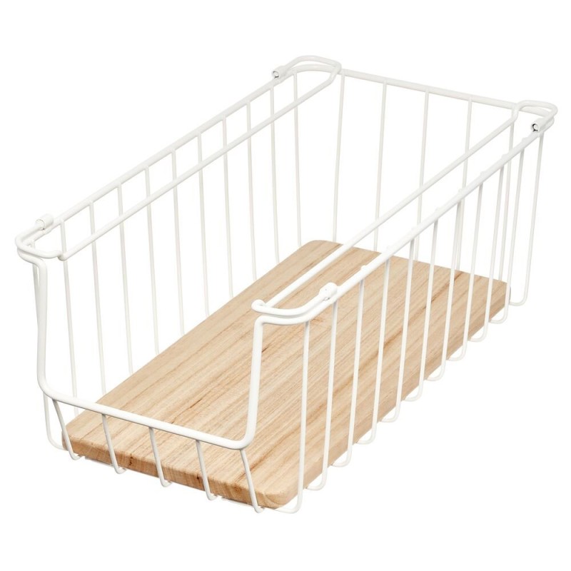 Este organizador de alambre con base de madera de acacia es la combinación perfecta de funcionalidad y estilo. Su diseño con un 