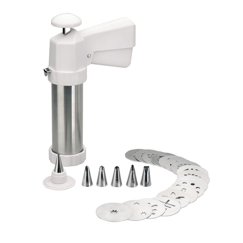 La churrera o máquina para pasta IBILI es un utensilio versátil para preparar churros y galletas con facilidad.

Incluye:

 	1 C