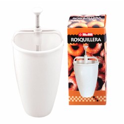 Máquina o aparato para hacer rosquillas y donas IBILI. Este utensilio es muy fácil de usar: solo se llena con la masa, se presio