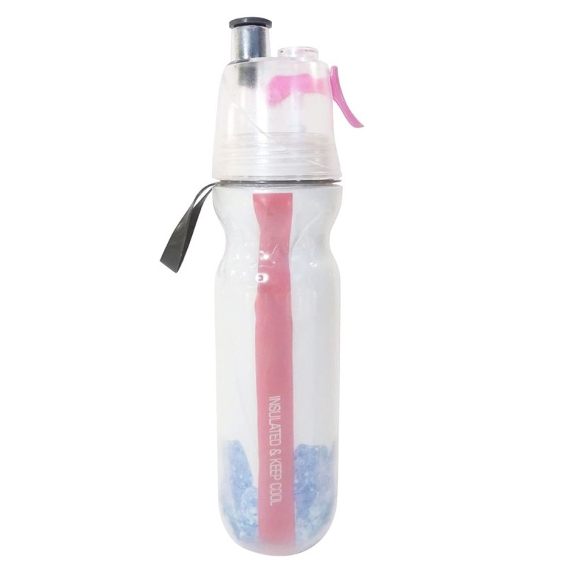 La botella con rociador es ideal para hidratarte y refrescarte al mismo tiempo. Su dispositivo de rociado en la parte superior p