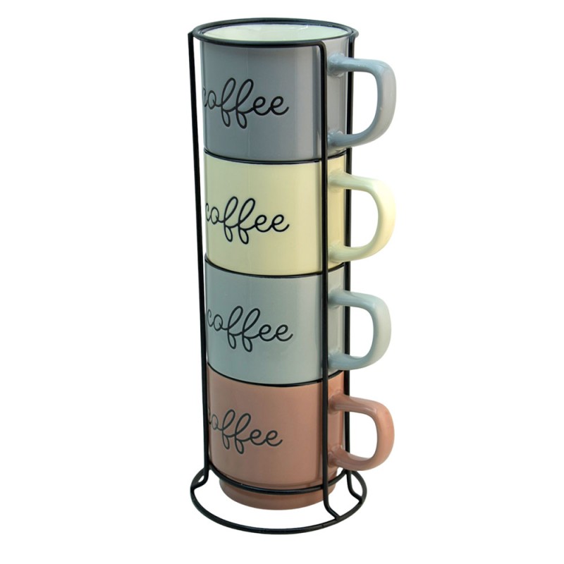 Jgo 4 Tarros Porcelana 390 Ml 4 Colores Con Organi