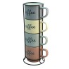 Jgo 4 Tarros Porcelana 390 Ml 4 Colores Con Organi