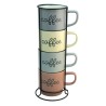 Jgo 4 Tarros Porcelana 390 Ml 4 Colores Con Organi