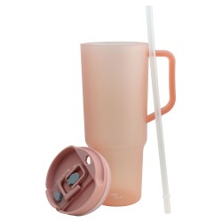 Termo Con Tapa Y Popote Rosa 1.2 L