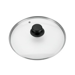 Tapa de vidrio templado con salida de vapor, mango bakelita. Ideal para sartenes y ollas de 30 cm.