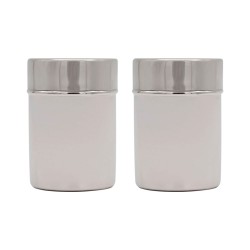 Juego de salero y pimentero en acero inoxidable ambos con tapa, capacidad de 300ml, marca Qualité, elegantes y con un diseño úni