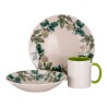 Vajilla de cerámica 12 piezas, marca Anfora, modelo Otoño, 4 platos trinche, 4 platos soperos, 4 tazas. Decorada diseño único pa