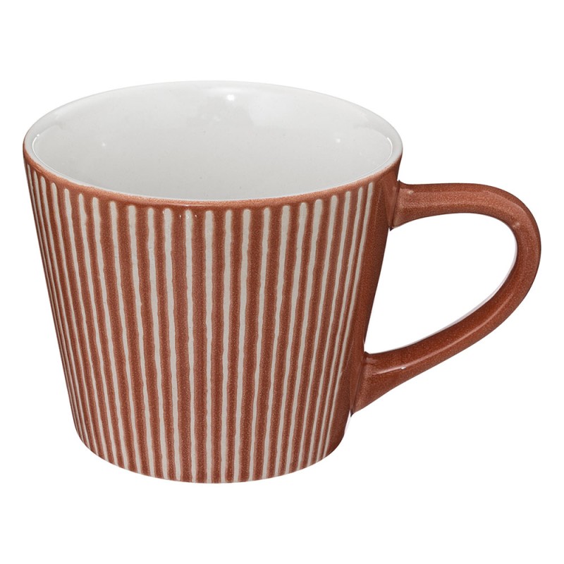 Añade un toque de color a tu mesa con esta taza de cerámica Maya Rayas en color coral de la marca Secret de Gourmet. Fabricada e