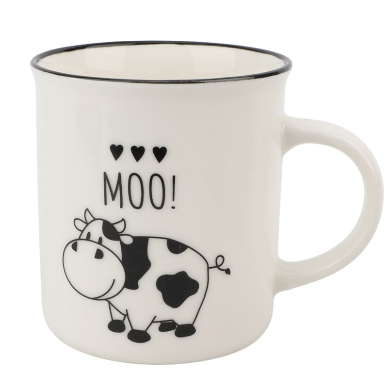 Agrega un toque de diversión a tu día con esta taza 'Moo'. Su diseño inspirado en la temática de las vacas es perfecto para aque