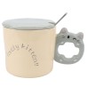 Dale un toque encantador a tus mañanas con esta adorable taza de gato, acompañada de una tapa en color Azul