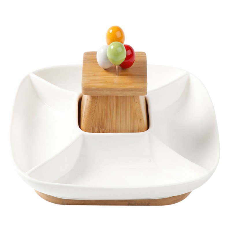 Este bowl de forma cuadrada es ideal para mezclar, servir o presentar alimentos con una estética moderna. La base blanca aporta 