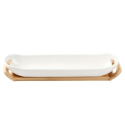 ideal para tus comidas diarias o cenas especiales, esta ensaladera con base madera te permite servir con estilo y orden. Su tama