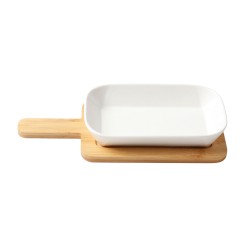 Sirve tus alimentos o bebidas con esta elegante charola que combina una base blanca con diseño moderno. Ideal para desayunos en 