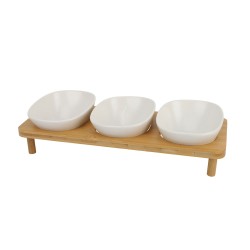 Este set de 3 botaneros es ideal para servir botanas, dips, salsas o snacks con estilo. Cada pieza encaja perfectamente en una b