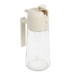 Aceitera De Vidrio Con Tapa Blanca De Plastico 17X6.5 Cm