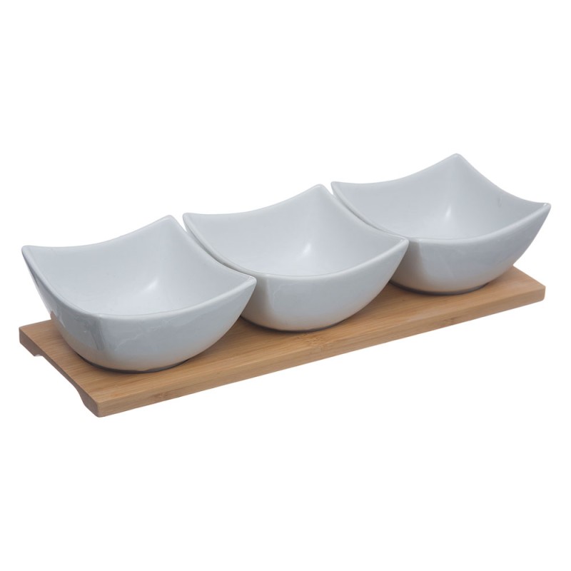 Botanero De Porcelana Con Base De Bambu