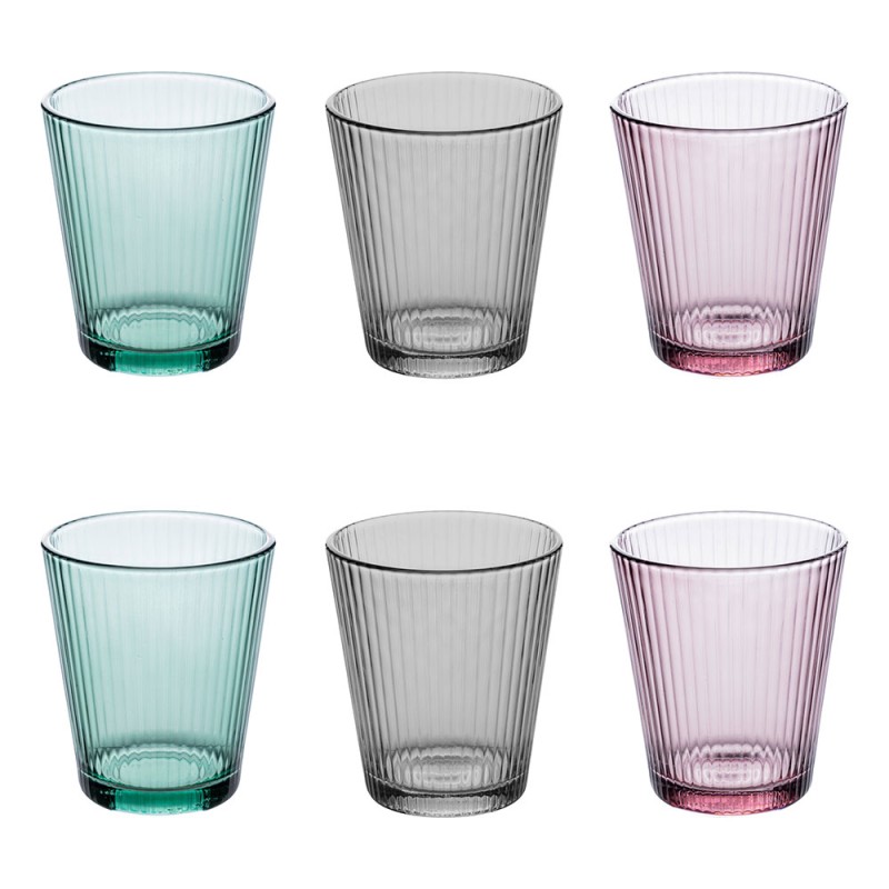 Juego De 6 Vasos De Vidrio Multicolor