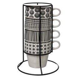 Añade un toque de elegancia a tus reuniones con el Juego de 4 Tazas con Base Bohemia de la marca Secret de Gourmet. En negro y b