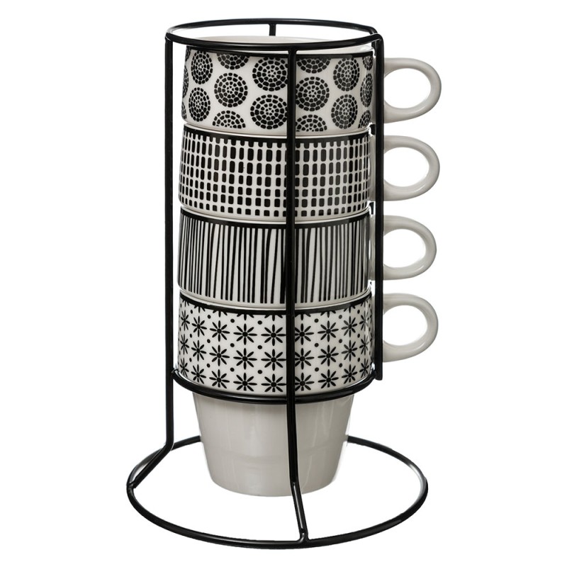 Añade un toque de elegancia a tus reuniones con el Juego de 4 Tazas con Base Bohemia de la marca Secret de Gourmet. En negro y b