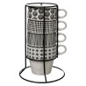 Añade un toque de elegancia a tus reuniones con el Juego de 4 Tazas con Base Bohemia de la marca Secret de Gourmet. En negro y b