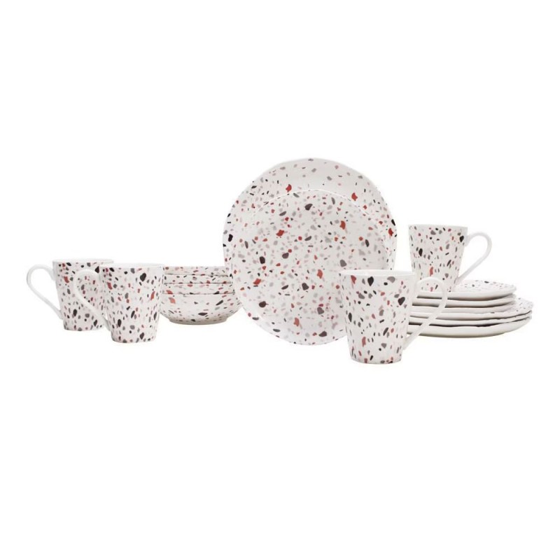 Vajilla De Porcelana Terrazo 16 Piezas