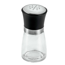 Salero para mesa vaso de vidrio medida de 16 cms su capacidad es de 175 ml fácil de usar y por el tamaño de sus orificio no se t
