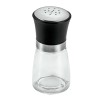 Salero para mesa vaso de vidrio medida de 16 cms su capacidad es de 175 ml fácil de usar y por el tamaño de sus orificio no se t