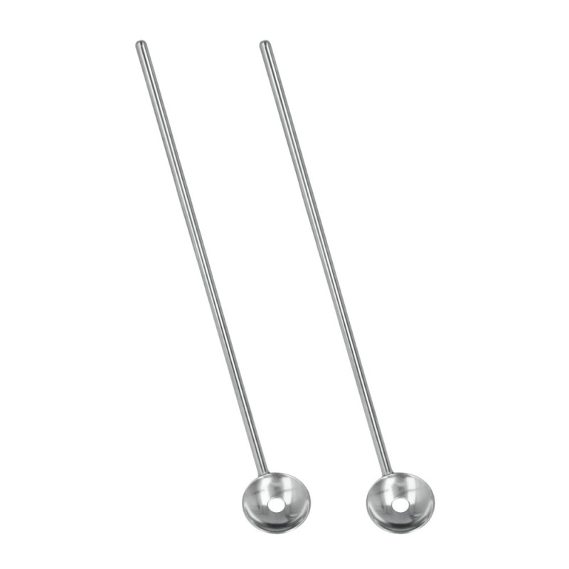 Cuchara larga para bebidas, puede usarse en bar o cocina, con función de coladera también. Vienen en juego de 2 cucharas, medida