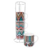 Juego de 4 tazas apilables de porcelana con rack metálico marca CROWN BACCARA, capacidad de 360 mililitros, varios colores y dis