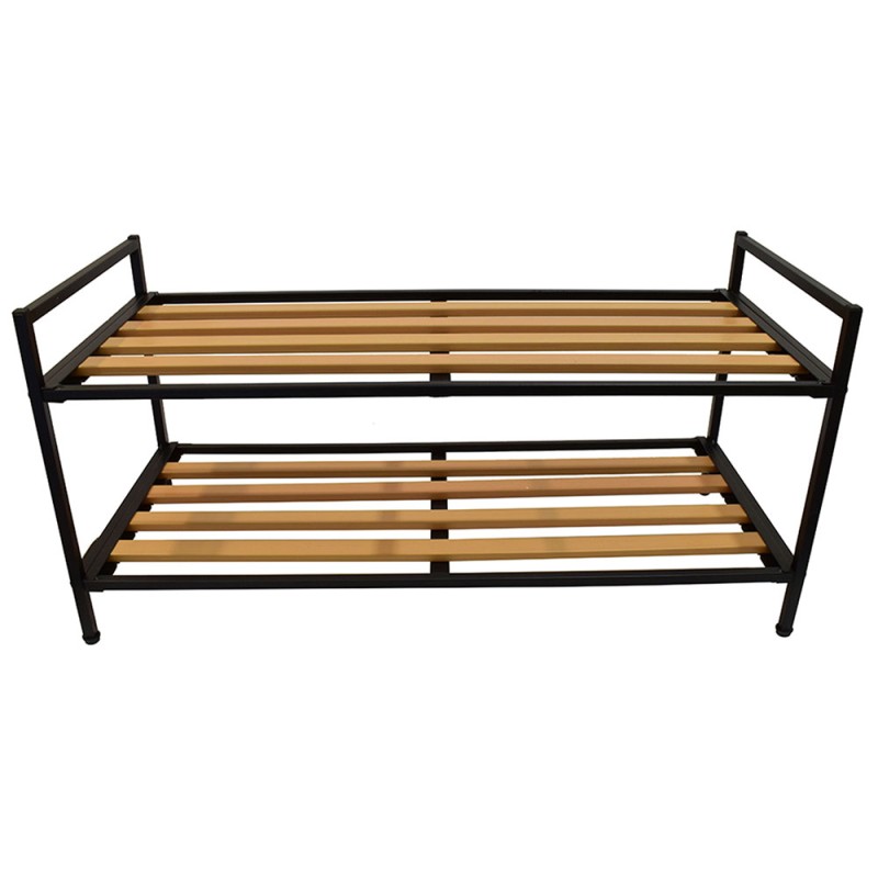 Maximiza el orden en tu hogar con esta práctica zapatera metálica en color negro. Su estructura resistente y diseño moderno la c