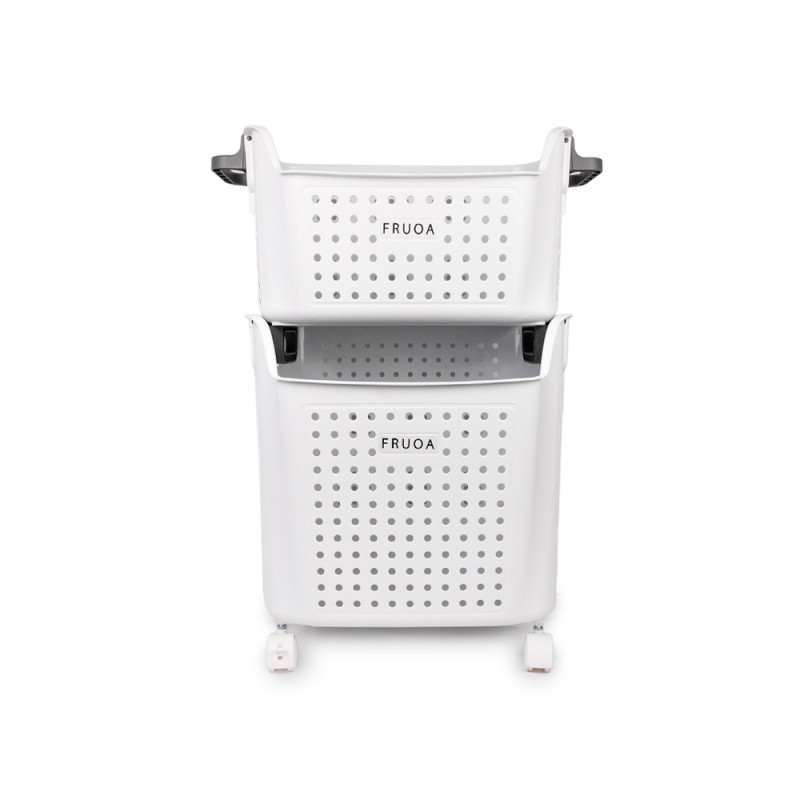 Cesto De Ropa Sucio 2 Niveles Blanco 41X32X63 Cm Plastico
