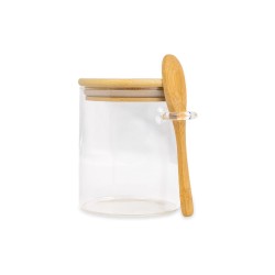 Contenedor De Vidrio Con Tapa De Bambu 10X10 Cm