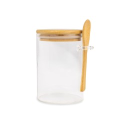 Contenedor De Vidrio Con Tapa De Bambu 12X8.5 Cm