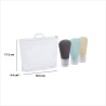 Lleva tus productos favoritos a donde vayas con este práctico kit de botellas para viaje. Incluye 3 botellas de silicona suave y